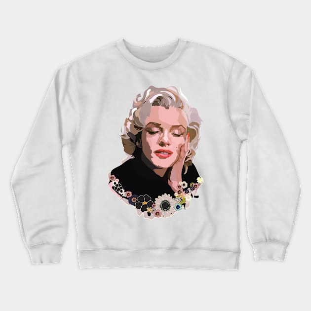 Marilyn Monroe with Flowers Crewneck Sweatshirt by annamckay